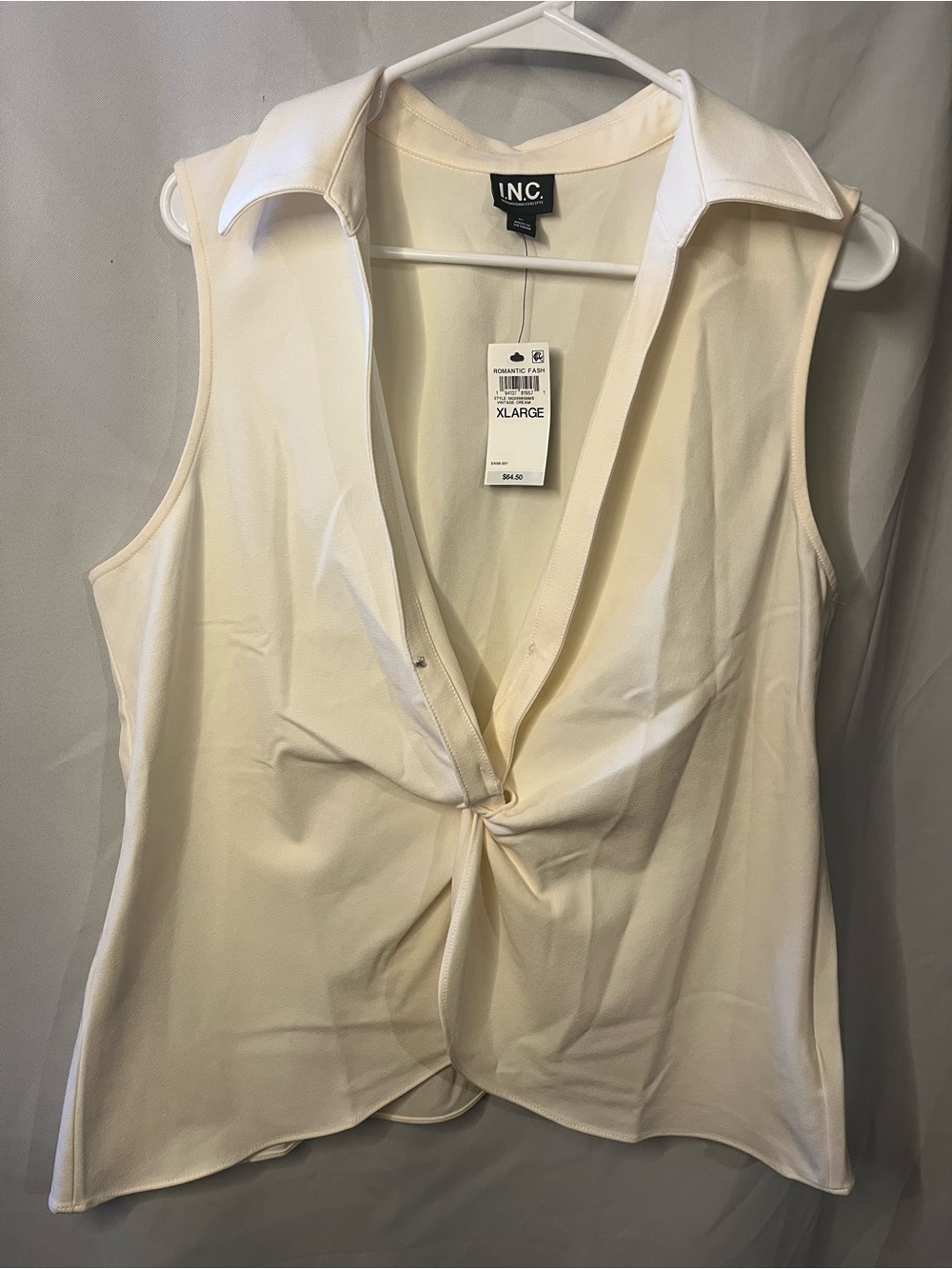NWT I.N.C Romantic Fash Cream Top Size XL